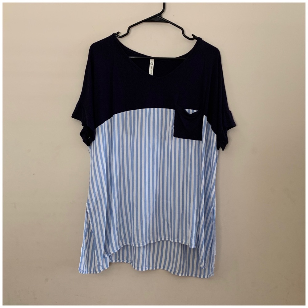 Striped high low tee